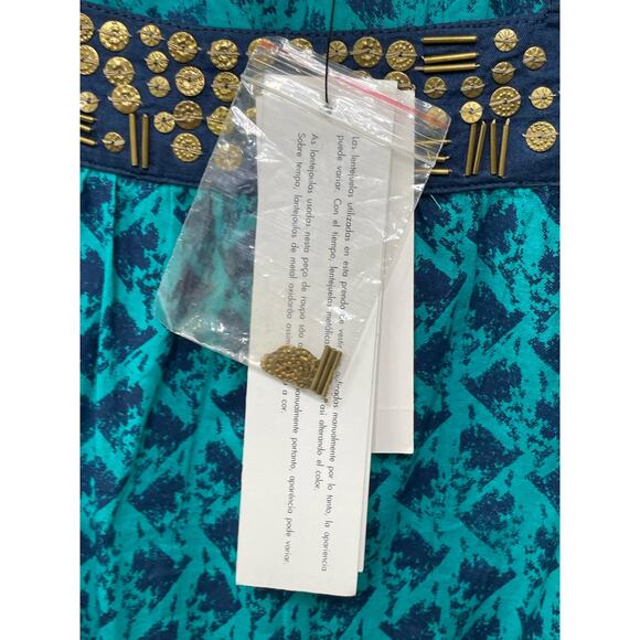 New Calvin Klein Flutter Kaftan Short Sleeve Blouse Geo Loose Embellished Bold M - Picture 4 of 10